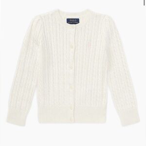 Polo by Ralph Lauren Pink Cable Knit Cardigan Cream